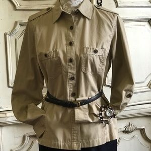 LANDS END MILITARY STYLE  KAKI SHIRT JACKET SZ 8